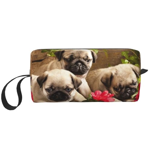WSHFFILO Federmäppchen mit Mops-Motiv, kleine Make-up-Tasche von WSHFFILO