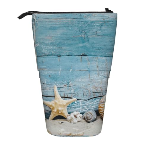 WSHFFILO Federmäppchen mit Muschel-Seestern-Muster, ausziehbar, Teleskop-Stifttasche von WSHFFILO