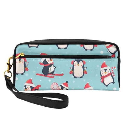 WSHFFILO Federmäppchen mit Pinguin-Motiv, bedruckt, klein, Make-up-Tasche, tragbare Schreibwaren-Tasche von WSHFFILO