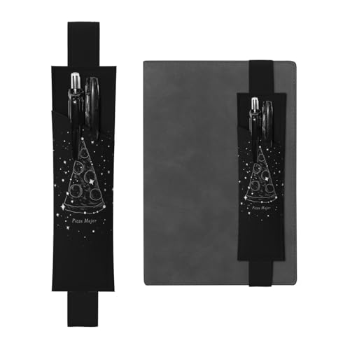 WSHFFILO Federmäppchen mit Pizzasternbild, bedrucktes Leder, Stifthalter, Lesezeichen, Federmäppchen, Schwarz , Einheitsgröße, Münztasche von WSHFFILO