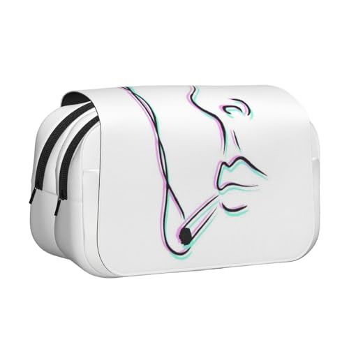 WSHFFILO Federmäppchen mit Raucher-Motiv, doppeltes Klappetui, Federmäppchen, tragbare Schreibwaren-Tasche, Schwarz , Einheitsgröße, Münztasche von WSHFFILO