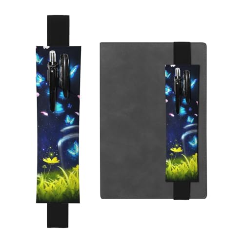 WSHFFILO Federmäppchen mit Schmetterlings-Motiv, aus Leder, für Lesezeichen, Federmäppchen, Schwarz , Einheitsgröße, Münztasche von WSHFFILO