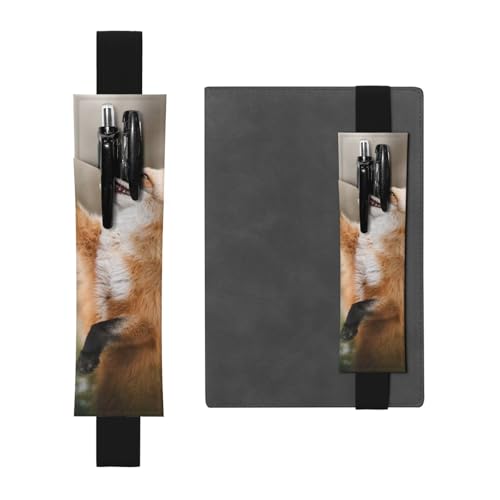 WSHFFILO Federmäppchen mit Tierfuchsmuster, bedrucktes Leder-Federmäppchen, Schwarz , Einheitsgröße, Münztasche von WSHFFILO