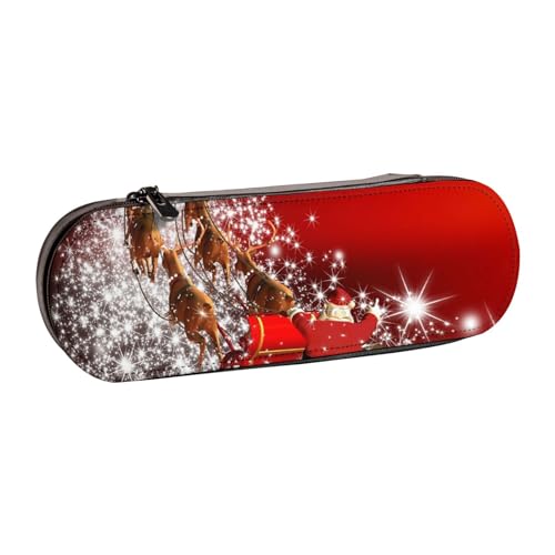 WSHFFILO Federmäppchen mit Weihnachtszauber, bedrucktes Leder-Federmäppchen, tragbare Schreibwar von WSHFFILO