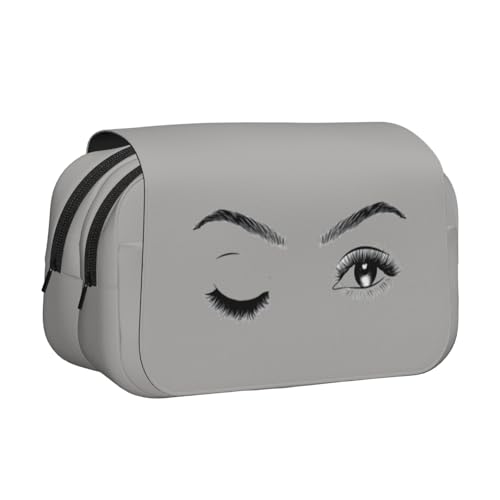 WSHFFILO Federmäppchen mit Wimperndruck, doppeltes Klappetui, Federmäppchen, tragbare Schreibwarentasche, Schwarz , Einheitsgröße, Münztasche von WSHFFILO