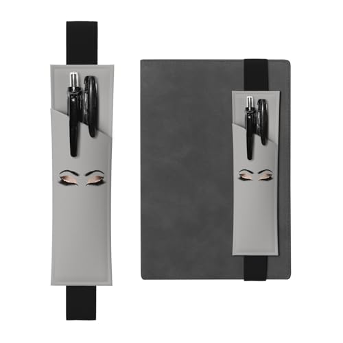 WSHFFILO Federmäppchen mit Wimpernmuster, bedrucktes Leder, Stifthalter, Lesezeichen, Federmäppchen, Schwarz , Einheitsgröße, Münztasche von WSHFFILO