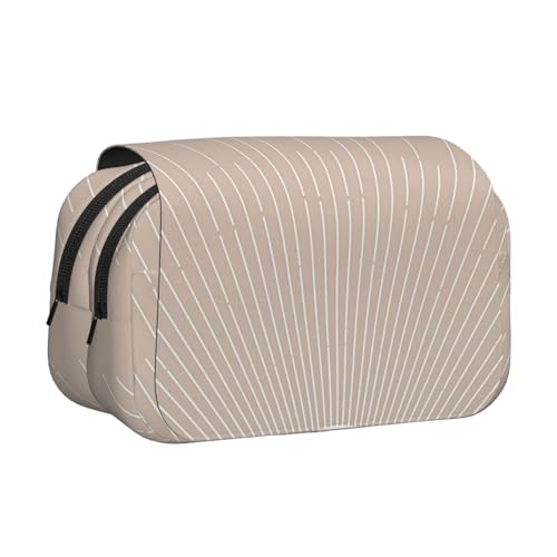 WSHFFILO Federmäppchen mit abstraktem geometrischem Druck, doppeltes Klappetui, Federmäppchen, tragbare Schreibwarentasche, Schwarz , Einheitsgröße, Münztasche von WSHFFILO