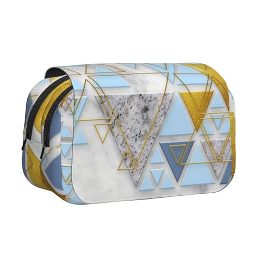 WSHFFILO Federmäppchen mit abstraktem geometrischem Muster, bedruckt, doppeltes Klappetui, Federmäppchen, tragbare Schreibwarentasche, Schwarz , Einheitsgröße, Münztasche von WSHFFILO