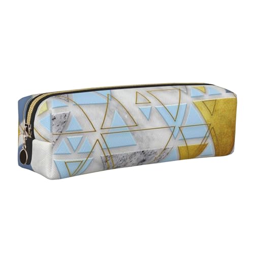 WSHFFILO Federmäppchen mit abstraktem geometrischem Muster, bedrucktes Leder-Federmäppchen, gold, Einheitsgröße, Münztasche von WSHFFILO