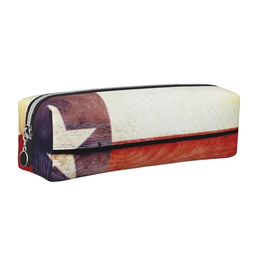 WSHFFILO Federmäppchen mit amerikanischem Flaggenmuster, bedrucktes Leder-Federmäppchen, silber, Einheitsgröße, Münztasche von WSHFFILO