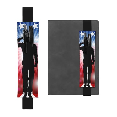 WSHFFILO Federmäppchen mit amerikanischer Flagge, bedrucktes Leder, Stifthalter, Lesezeichen, Federmäppchen, Schwarz , Einheitsgröße, Münztasche von WSHFFILO