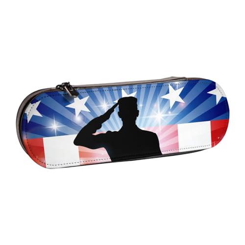 WSHFFILO Federmäppchen mit amerikanischer Flagge, bedrucktes Leder-Federmäppchen, tragbare Schreibwaren-Tasche von WSHFFILO