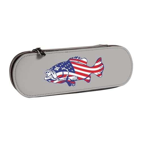 WSHFFILO Federmäppchen mit amerikanischer Flagge, bedrucktes Leder-Federmäppchen, tragbare Schreibwaren-Tasche von WSHFFILO