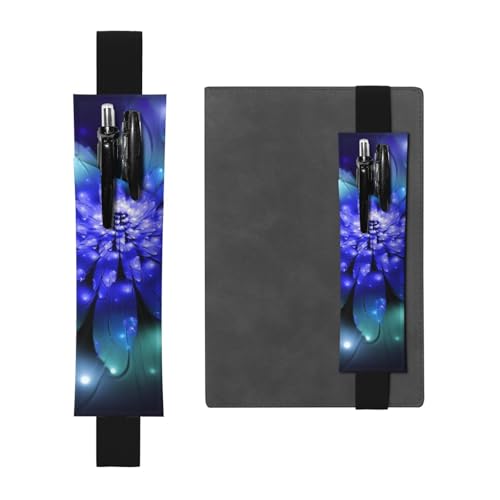 WSHFFILO Federmäppchen mit blauem Blumendruck, Leder, mit Lesezeichen, Federmäppchen, Schwarz , Einheitsgröße, Münztasche von WSHFFILO