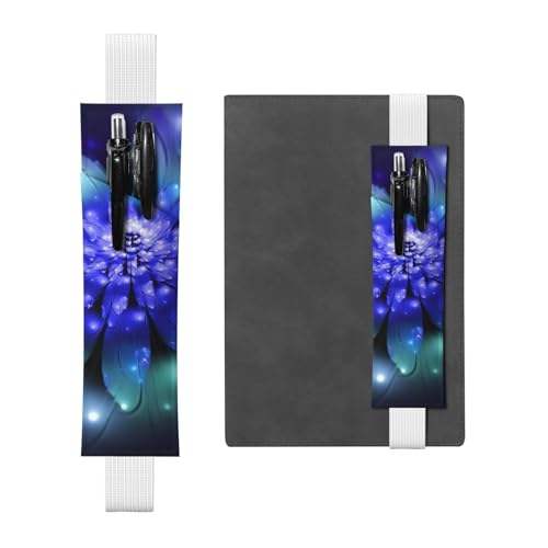 WSHFFILO Federmäppchen mit blauem Blumendruck, Leder, mit Lesezeichen, Federmäppchen, weiß, Einheitsgröße, Münztasche von WSHFFILO