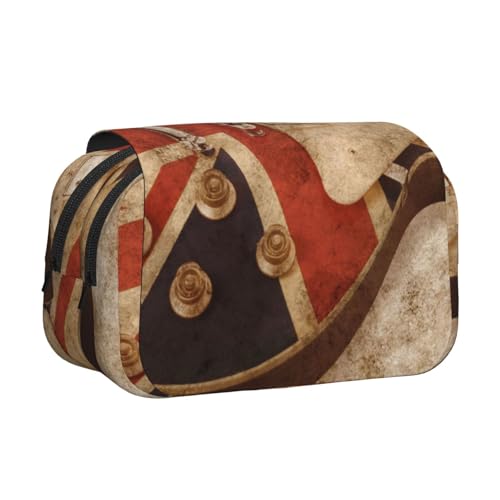 WSHFFILO Federmäppchen mit britischer Flagge, bedruckt, doppeltes Klappetui, Federmäppchen, tragbare Schreibwaren-Tasche, Schwarz , Einheitsgröße, Münztasche von WSHFFILO