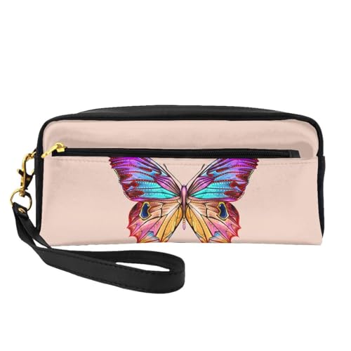 WSHFFILO Federmäppchen mit buntem Schmetterlings-Motiv, kleine Make-up-Tasche, tragbare Schreibwaren-Tasche von WSHFFILO