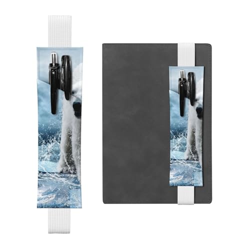 WSHFFILO Federmäppchen mit coolem Tiermotiv, weißer Eisbär, bedrucktes Leder, Stifthalter, Lesezeichen, Federmäppchen, weiß, Einheitsgröße, Münztasche von WSHFFILO