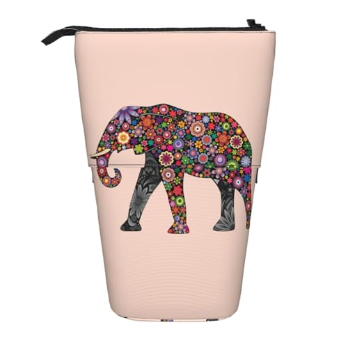 WSHFFILO Federmäppchen mit fröhlichem Elefantenmotiv, ausziehbar, Teleskop-Stifttasche von WSHFFILO
