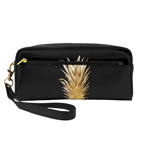 WSHFFILO Federmäppchen mit goldfarbenem Ananas-Druck, kleine Make-up-Tasche, tragbare Schreibwaren-Tasche WSHFFILO Federmäppchen mit goldfarbenem Ananas-Druck, kleine Make-up-Tasche, tragbare Schreibwaren-Tasche von WSHFFILO