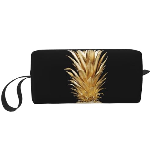 WSHFFILO Federmäppchen mit goldfarbenem Ananas-Motiv, kleine Make-up-Tasche von WSHFFILO