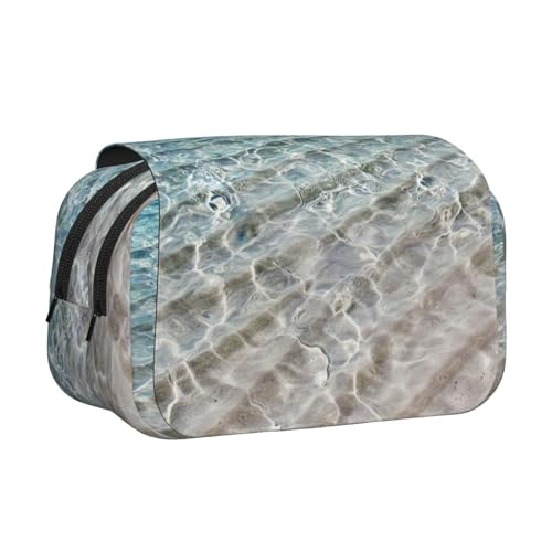 WSHFFILO Federmäppchen mit klarem Meerwasser, doppeltes Klappetui, Federmäppchen, tragbare Schreibwarentasche, Schwarz , Einheitsgröße, Münztasche von WSHFFILO