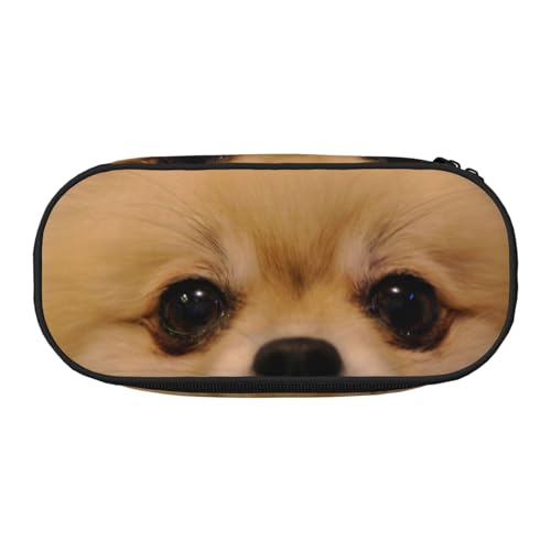 WSHFFILO Federmäppchen mit kurzhaarigem Pomeranian bedruckt, Federmäppchen, tragbare Schreibwaren-Tasche, Schwarz , Einheitsgröße, Münztasche von WSHFFILO