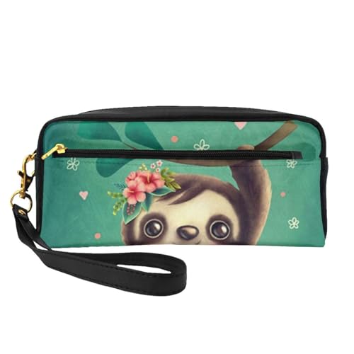 WSHFFILO Federmäppchen mit niedlichem Faultier-Motiv, kleine Make-up-Tasche, tragbare Schreibwaren-Tasche von WSHFFILO