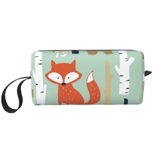 WSHFFILO Federmäppchen mit niedlichem Fuchsbär, Vogel, Hasenbaum, bedruckt, kleine Make-up-Tasche WSHFFILO Federmäppchen mit niedlichem Fuchsbär, Vogel, Hasenbaum, bedruckt, kleine Make-up-Tasche von WSHFFILO