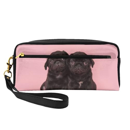 WSHFFILO Federmäppchen mit niedlichem Mops-Aufdruck, kleine Make-up-Tasche, tragbare Schreibwaren-Tasche von WSHFFILO