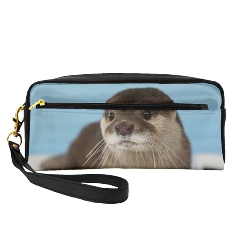 WSHFFILO Federmäppchen mit niedlichem Ottermotiv, kleine Make-up-Tasche, tragbare Schreibwaren-Tasche von WSHFFILO