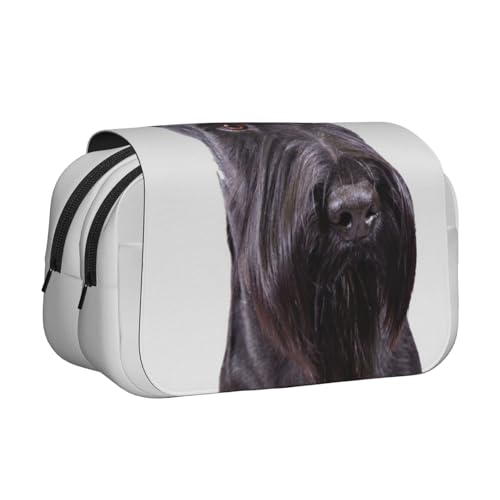 WSHFFILO Federmäppchen mit niedlichem Schnauzer-Motiv, bedruckt, doppeltes Klappetui, Federmäppchen, tragbare Schreibwaren-Tasche, Schwarz , Einheitsgröße, Münztasche von WSHFFILO