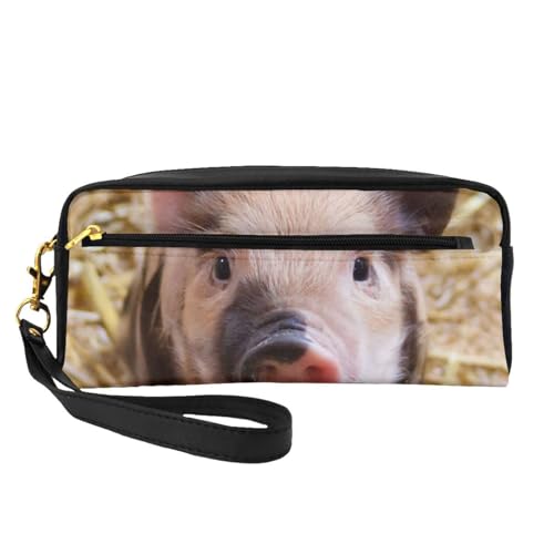 WSHFFILO Federmäppchen mit niedlichem Schweinchen-Motiv, kleine Make-up-Tasche, tragbare Schreibwaren-Tasche von WSHFFILO