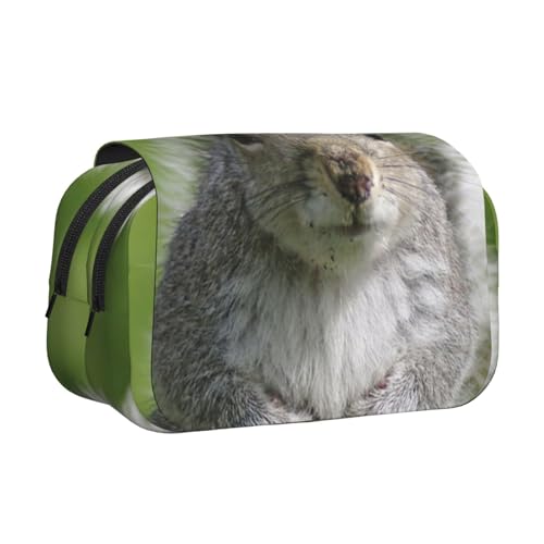 WSHFFILO Federmäppchen mit rotem Eichhörnchen-Motiv, doppeltes Klappetui, Federmäppchen, tragbare Schreibwaren-Tasche, Schwarz , Einheitsgröße, Münztasche von WSHFFILO