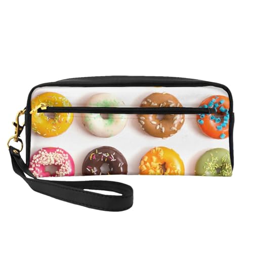WSHFFILO Federmäppchen mit verschiedenen Geschmacksrichtungen von Donuts, bedruckt, kleine Make-up-Tasche, tragbare Schreibwaren-Tasche von WSHFFILO