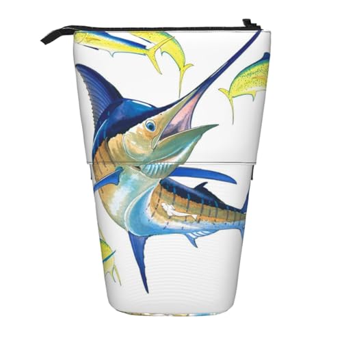WSHFFILO Fish Art bedrucktes Teleskop-Stiftetui, erweiterbar von WSHFFILO