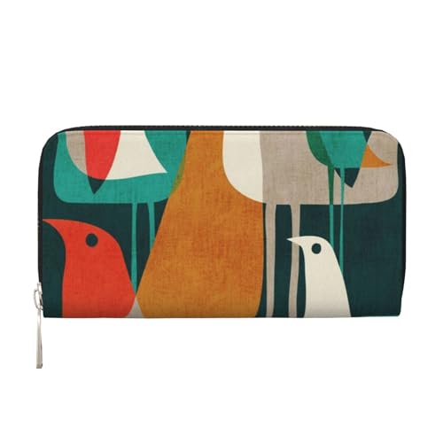WSHFFILO Flock of Birds Printed Leather Hand Wallet Long Clutch Leather Wallet, Schwarz , Einheitsgröße von WSHFFILO