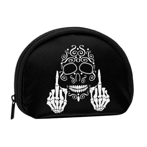 WSHFFILO Funny Skull Printed Shell Storage Bag Mini Coin Organizer, Schwarz , Einheitsgröße von WSHFFILO