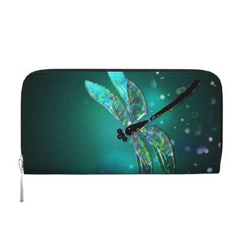WSHFFILO Galaxy Animal Libelle Printed Leather Hand Wallet Long Clutch Leather Wallet, Schwarz , Einheitsgröße von WSHFFILO