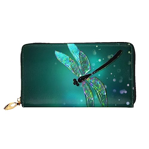 WSHFFILO Galaxy Animal Libelle Printed Leather Wallet Long Clutch Portable Travel Wallet, Schwarz , Einheitsgröße von WSHFFILO