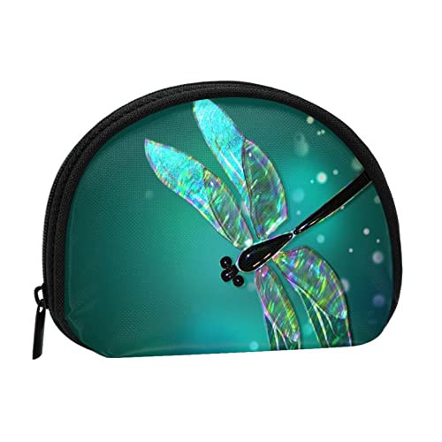WSHFFILO Galaxy Animal Libelle Printed Shell Storage Bag Mini Coin Organizer, Schwarz , Einheitsgröße von WSHFFILO