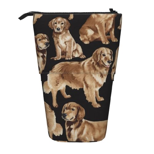 WSHFFILO Golden Retrievers bedrucktes Teleskop-Stiftetui, erweiterbar von WSHFFILO