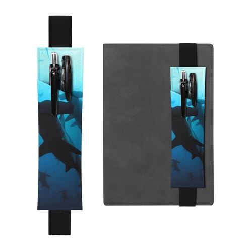 WSHFFILO Hammerhead Sharks bedruckter Leder-Stifthalter Lesezeichen Federmäppchen, Schwarz , Einheitsgröße, Münztasche von WSHFFILO