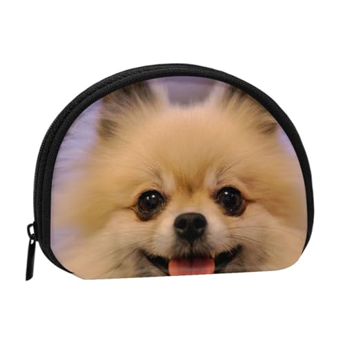 WSHFFILO Happy Short Hair Pomeranian Printed Shell Storage Bag Mini Coin Organizer, Schwarz , Einheitsgröße von WSHFFILO
