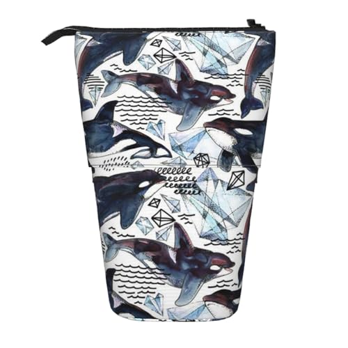 WSHFFILO Killer Whale bedruckte Teleskop-Stifttasche, erweiterbar von WSHFFILO