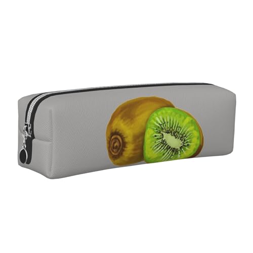 WSHFFILO Kiwi bedrucktes Federmäppchen aus Leder, silber, Einheitsgröße, Münztasche von WSHFFILO