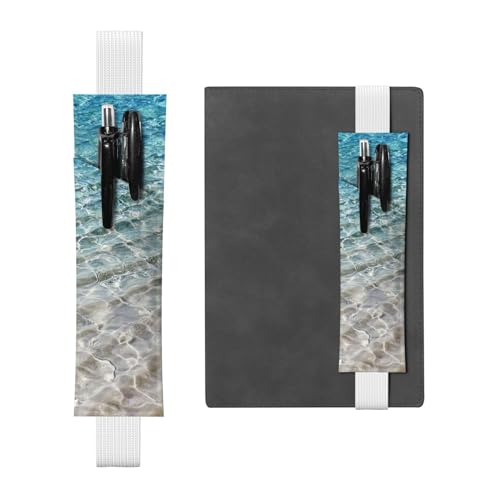 WSHFFILO Klares Meerwasser bedrucktes Leder-Stifthalter Lesezeichen Federmäppchen, weiß, Einheitsgröße, Münztasche von WSHFFILO