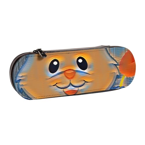 WSHFFILO Kleines weißes Federmäppchen aus Leder mit Hasen-Motiv, tragbare Schreibwaren-Tasche von WSHFFILO