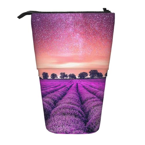 WSHFFILO Lavender Fields bedruckte Teleskop-Stifttasche, erweiterbar von WSHFFILO