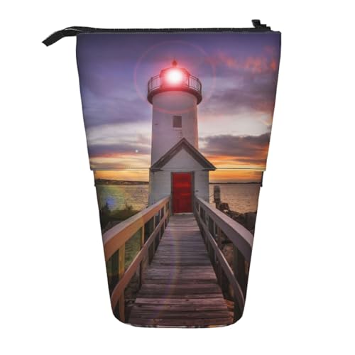 WSHFFILO Leuchtturm bedruckte Teleskop-Stifttasche, erweiterbar von WSHFFILO
